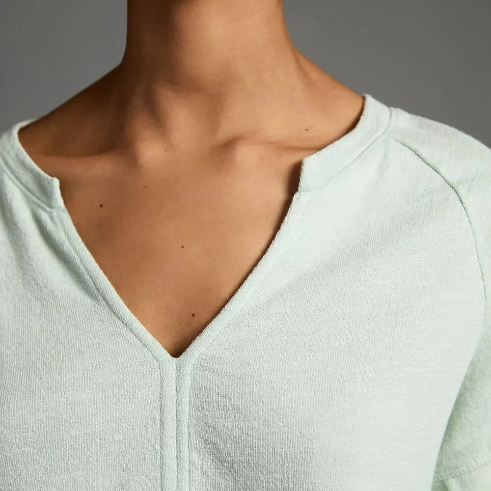 Anthropologie Pilcro Long Sleeve Baby Doll Top Sz. Small Mint Green - Picture 6 of 8